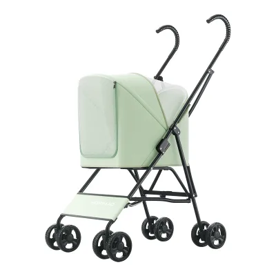 BOSIMAO Metal Pet Stroller Dog Walking Cart Lightweight Compact Folding Cat Outing Stroll Four-Wheeled 10kg