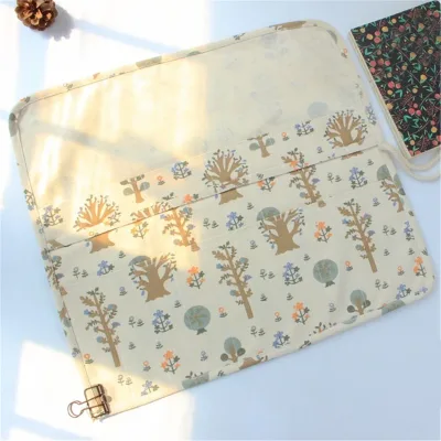 Forest Pattern Printing Cotton Painting Brushes Carrying Pouch Canvas Makeup Brushes Bag