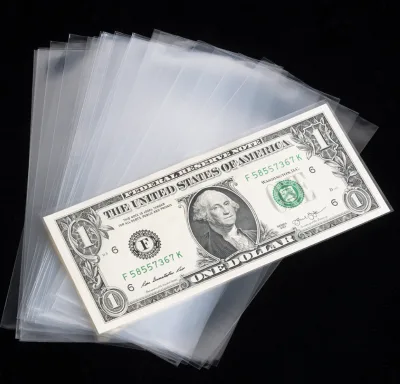 10 Sizes Wholesale Transparent Plastic Mylar Coin Clip Dollar Bill Money Currency Holders Banknote Protector Sleeves