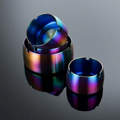 Indoor Outdoor Custom logo Thickened Windproof Drop-proof Colorful rainbow Color Rose Gold Stainless Steel Ashtray