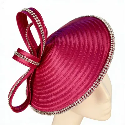 Rhinestone wedding hat fashionable multifunctional top satin fabric charming fascinator hats women's party decoration