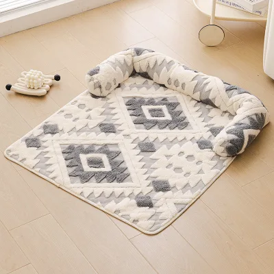 Washable Plush Dog Couch Cover, Boho Pet Blanket, Breathable Cat and Dog Sleeping Mat, Durable Floor Sofa Protector
