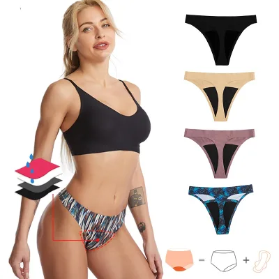 Seamless Absorbent Period Underwear Low Cut Seamless Leakproof Period Panties Low Waist Menstrual Underwear for Women