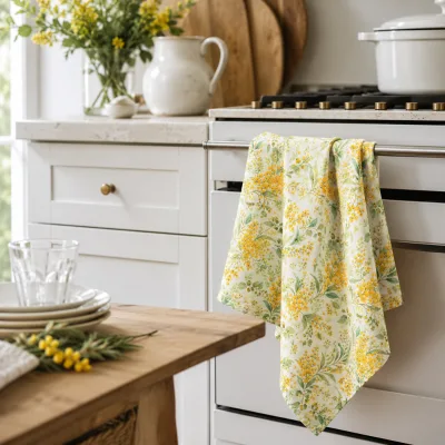Wholesale Super Absorbent Cotton Floral Botanical Home Dining Decorative Farmhouse Country Custom Printed Tea Towels 50*50CM