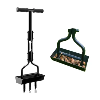 Lawn Aerator Coring Tool 3 Core Tines Yard Aeration Tools Manual Aerator Lawn Tool with Soil Storage Container