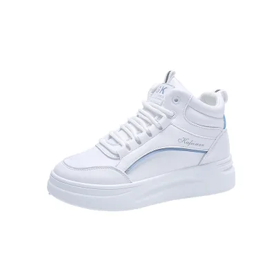 2023 Spring New Korean Version Thick Sole High Top Plush Little White Shoes Women's Trend Running Casual Board Shoes Women