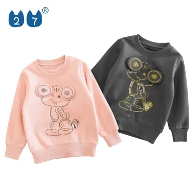 New Kids Girl Fleece Pullover Winter Long Sleeve Cartoon Sweaters Top Sweatshirt