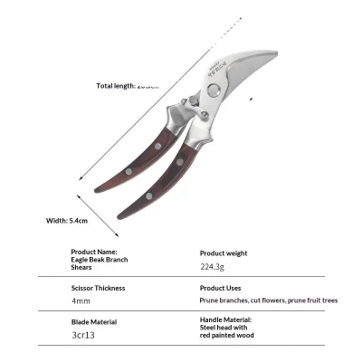 All Steel Professional Pruning Shears Wood DIY Garden Branch Flower Trimming Scissors for Fruit Tree Landscape Maintenance