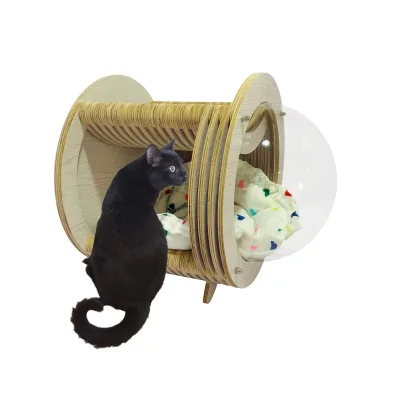 Innovative Pine Wood Cat House with Button Closure Durable & Breathable Design for All Seasons Indoor/Outdoor Use