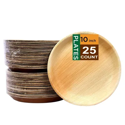 Disposable Dinnerware Sets Compostable & Biodegradable Bamboo Palm Leaves Plates Reusable Palm Leaf Plate 10 Inch