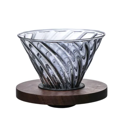Pour Over Glass Coffee Dripper Coffee Maker 200mL American Style Easy Manual Brewer Flavor Cone Filter Walnut Pad Spiral Style