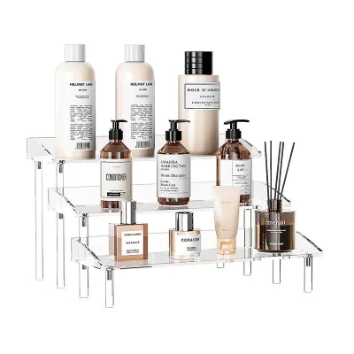 Customized Durable Acrylic 3-layer Wall Mounted Bathroom Shelf