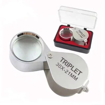 Triplet Magnifier 30X21MM Jewelry Tools Jewelry Pocket Loupe Diamond Loupe Jewelry Magnifier