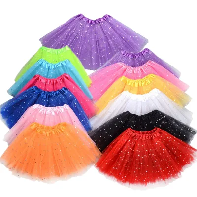 Kids Shining Sequins Tutu Children Ruffle Skirt Black Tutu Kids Tulle Pleated Skirts for Girls Tutu Toddler Skirt