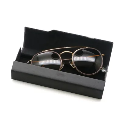 Custom Logo Magnetic Flip Sunglasses Hard Case Fashion Black PU Material Packaged in Elegant Glasses Packing Box
