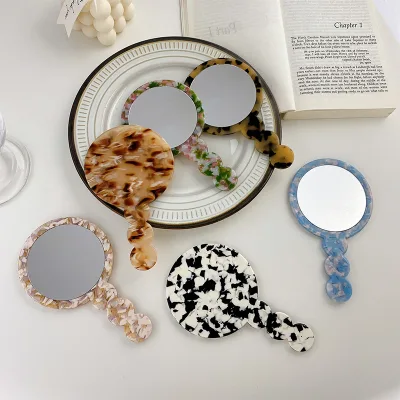 Manufactures Acetate Beauty Salon Mirror Portable Small Round Cute Hand Mirror