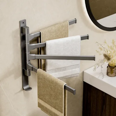 Hotel bathroom accessories, 304 stainless steel, multi 1-5 bar freestanding 360° rotatable and foldable towel rack