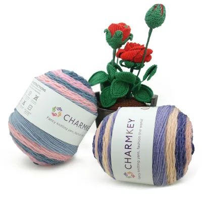 Hot Sale rainbow Polyester Acrylic Blended Multicolor Crochet Cake Yarn Ball Lurex Metallic Yarn Cake Sparkle Yarn