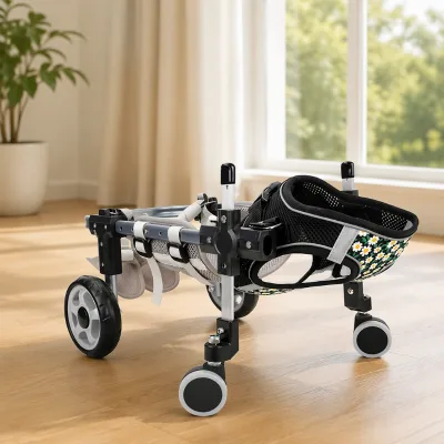 EUR VET Lightweight Pet Mobility Cart Adjustable Large Rear Front Casters Breathable Harness Support for Small Disabled Dog