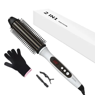 Custom Salon Hair Care Fast Smooth Plastic Glaze Coating Barrel Heater Electric Comb and Curling Straightener Brush