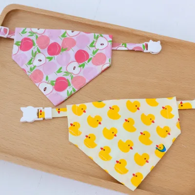 Pet Collar with Triangle Bib, Fruit-Themed Accessories, and Safety Buckle