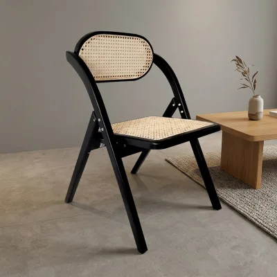 Wholesale Modern Solid Wood Foldable Portable Dining Chair with Backrest for Home Office Apartment Living Room Hotel Villa
