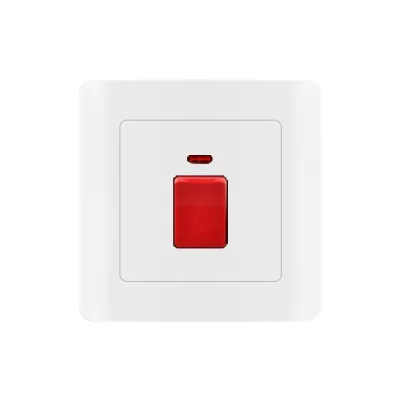 High Current 45A Double Pole Switch Flame Retardant PC Wall Electrical Switch Supplier