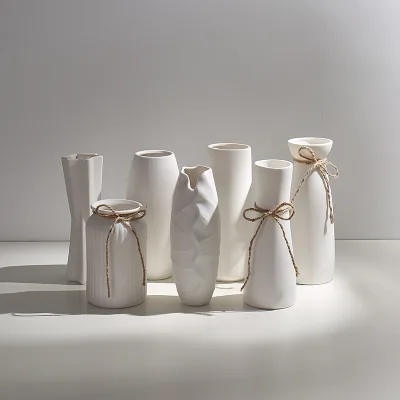 Home Decoration Vase with Twine Ceramic Art Vase Florist Vase Flower Arrangement