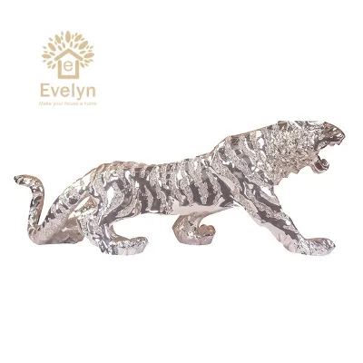 Discount Promotion Eco Friendly Poly Resin Life Size Gold Indoor Large Decorative tiger Leopard Animal Statue