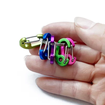 EDC Camping Hiking Outdoor Colorful Tiny 1" Mini Clip Key Chain 5 in 1 Carabiner With Snap Hook