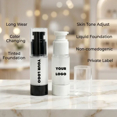 Sweatproof Color Changing Matte Foundation Skin Tone Adapt Liquid Foundation Buildable Coverage Low MOQ Magic Foundation