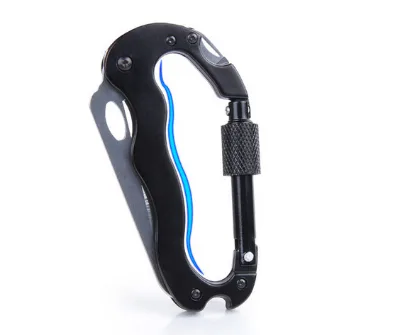 5In 1 Outdoor Multifunctional Carabiner D-shaped Quick Hanging Buckle With Folding Knife Moutain-climbing Tool Gear