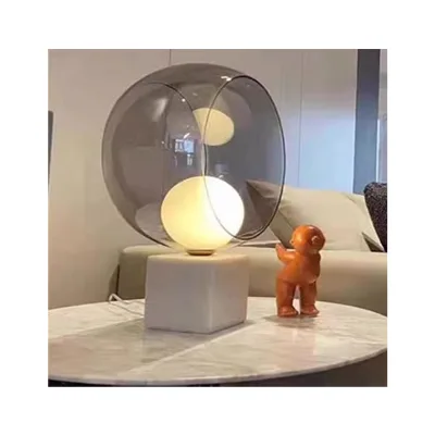 Luxury Marble Lamp Cube Silver Metal for Home Decoration-Use As Table or Desk Lamp in Living Room Hotel Lobby Restaurant