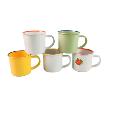 Modern Double Color Mould Melamine Mug Cup Factory Wholesale Price Custom logo Decal Color Plastic Coffee Mug Cup with Handle