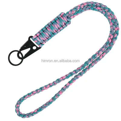 Rainbow Woven Umbrella Rope Neck Lanyard Keychain Men's and Women's Outdoor Camping Survival Paracord Necklace Keychain