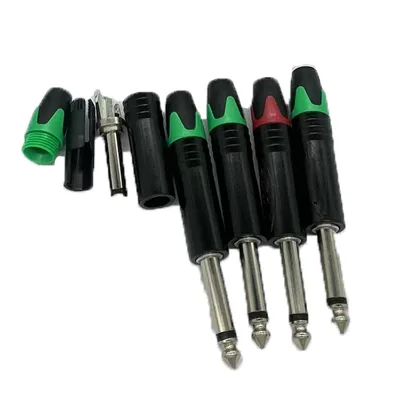 Gold Plated Microphone Plug 6.5 Mono Plug Swiss Black Body 6.35 Plug Large Two Core 6.5 Head Color