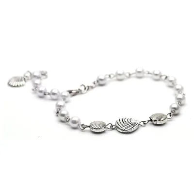 support custom chain bracelets hand made catholic metal shell and pearl bracelets