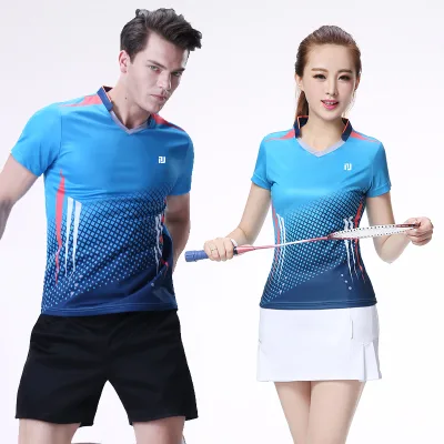 In-Stock Spring Summer Polyester Tennis Jersey Unisex Custom Logo Hot Stamping Label Badminton Shirts for Adult