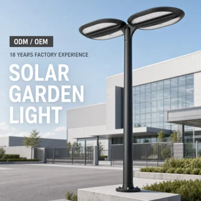 Pure Solar Charging UV Resistant Dust and Insect Proof 2-head 35w*2 Solar Garden Light for Community Walkways Green Belts
