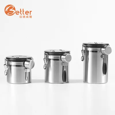 New Airtight Coffee Container Stainless Steel Coffee Beans Tea Coffee Canister