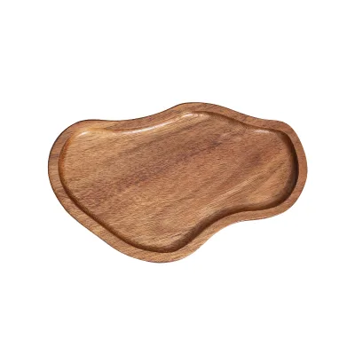 Irregular Acacia Wood Serving Tray Japanese Style Dessert Plate for Cake Breakfast Coffee Snacks Home Kitchen Serving Platter