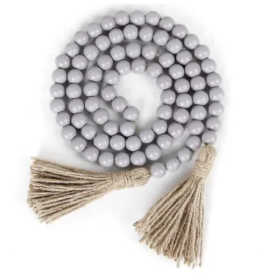 58inch Farmhouse Beads Bead Garland with Tassels Rustic Country Decor Prayer Boho Beads Wall Hanging Decoration Wood Not Support