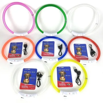 Cross-border Foreign Trade Optical Fiber Dog LED Glow Collar Luminous Pet Neck Strap Universal Four Seasons Leisure Style