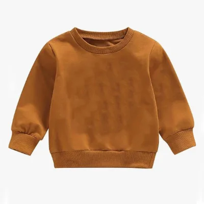 Custom Winter Baby Boys Pullover Sweatshirt Crew Neck Cotton Blend HQ Lightweight Cute Top Versatile Breathable Soft Sweatshirts