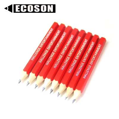 White Logo Promotional Cheap Bulk 8.9cm 2hb Hexagonal Half Short Size Mini Wooden Red Colored Pencil Custom Printed Golf Pencils