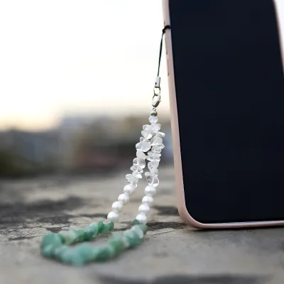 Natural Gemstone Colored Mobile Phone Chain Mobile Phone Wristband for iPhone 16 15 Phone case