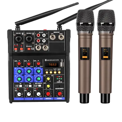 Four Channel Mixer One to Two Wireless Microphone for Performance Microphone
