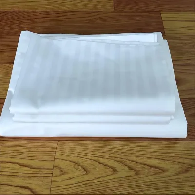 Luxury White 100% Cotton Ironable Bedsheet Home Textiles Luxury 3Cm Stripe Hotel Collections King Sheets