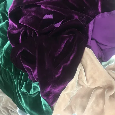 Pure 100%  Silk Velvet Fabric Solid Color for Garment From China Factory Direct with Wholesale Price