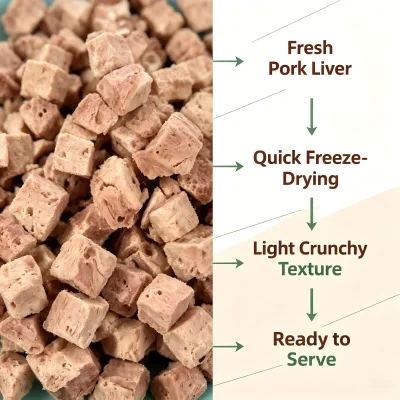Natural Freeze Dried Pork Lung Cubes Single Ingredient Novel Protein Hypoallergenic Low Fat High Protein Dog Snacks OEM Bulk